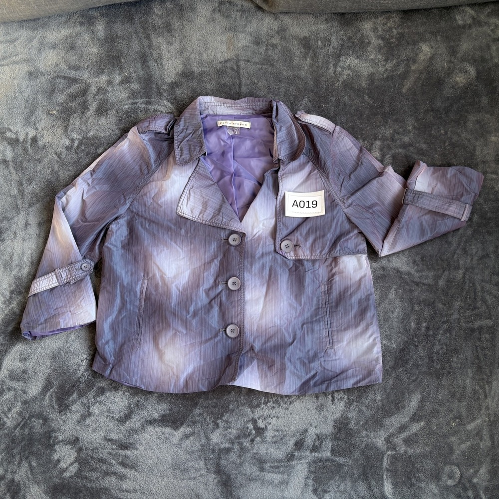 Peter Nygard Purple Ombre Trench Jacket Womens Size 8 Lightweight Cropped Travel